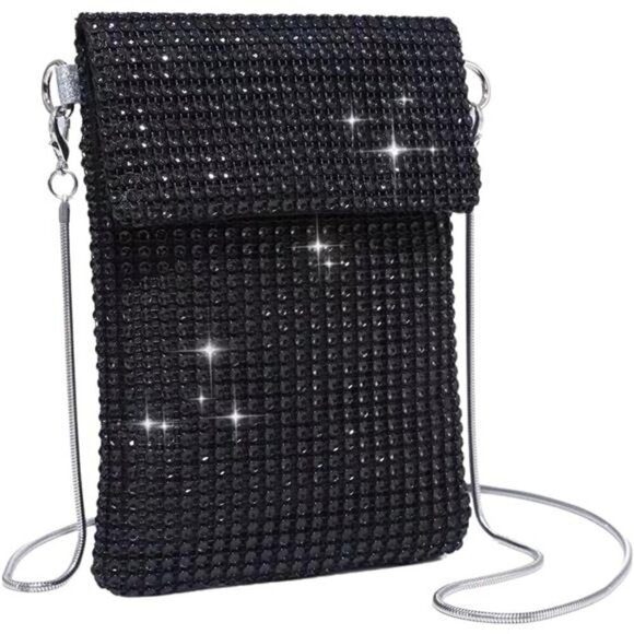 Women's Crossbody Bag Glitter Rhinestone Evening Bag Purse Sequin Handbag - Picture 1 of 8